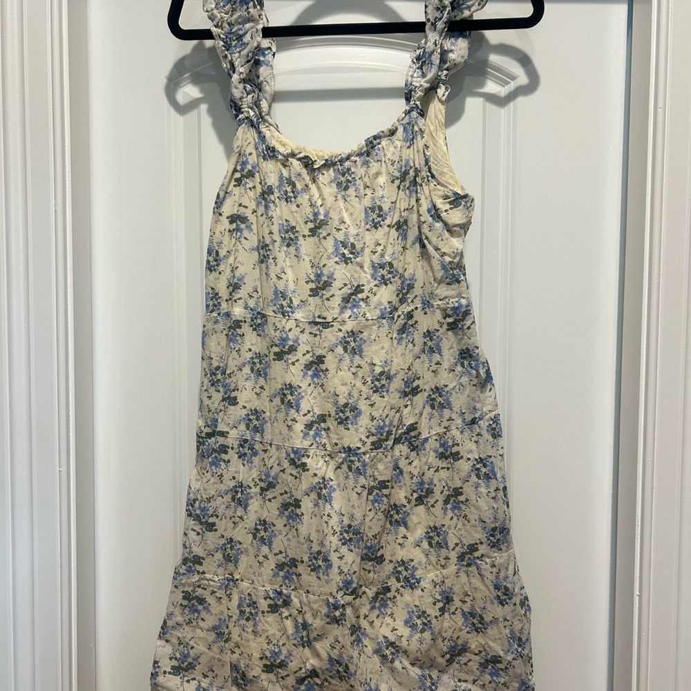 Heartloom Floral Mini Dress - Cream and Blue
